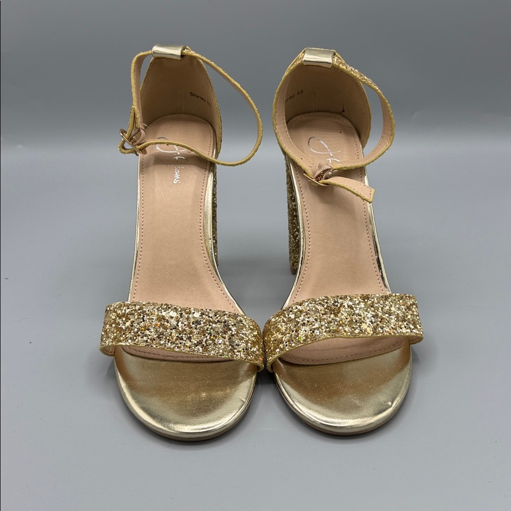 NWOB J Adams Sz 6.5 Shirley Gold Glitter Strap Sandals. No box.